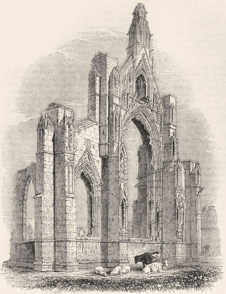 YORKS. Howden Church 1845 old antique vintage print picture